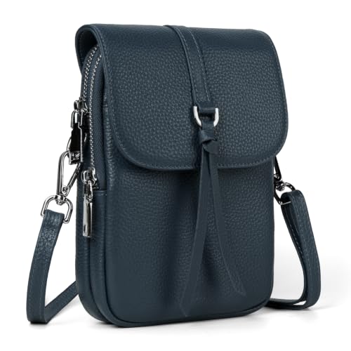 befen Genuine Leather Small Crossbody Bags for Women Cell Phone Purse - color: Teal Blue