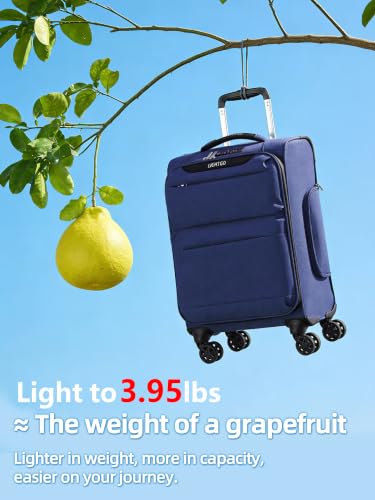 LIGHTGO 20" Carry On Softside Luggage, Ultra Light, TSA Lock Navy Blue - color: Navy Blue, size: 20in