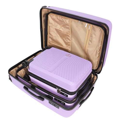 Luggage Set 3 Pieces -Suitcase Set - Luggage with Wheels - Check-in Luggage - PC + ABS Durable Suitcase Rotating Silent Wheels 3-Piece 20/24/28 Mint Green (purple) - color: purple