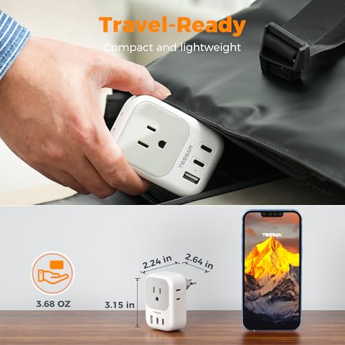 TESSAN Brazil Power Adapter, 7 in 1 US to Brazil Adapter Plug - style: Type N- Brazil
