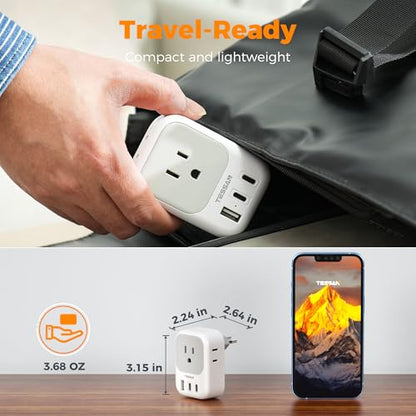 TESSAN Brazil Power Adapter, 7 in 1 US to Brazil Adapter Plug - style: Type N- Brazil