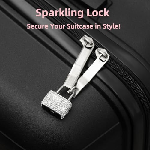 2 Pcs Small Locks with Keys Mini Luggage Locks Bling Keyed Padlock with Key Metal Lock for Locker Suitcase,Backpack,Boxes,Laptop Bag(Pink+Purple) - color: pink+purple