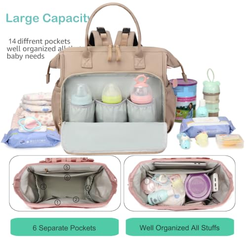 LORADI Large Diaper Bag Tote Backpack (Mocha, Large-20L) - color: Mocha, size: Large-20L