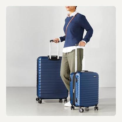 Amazon Basics 2-Piece Hardside Luggage Set (21", 30"), Expandable, Scratch-Resistant Finish, Telescoping Handle, Four Multi-directional Wheels, Navy Blue - color: Navy Blue, size: 2-Piece Set