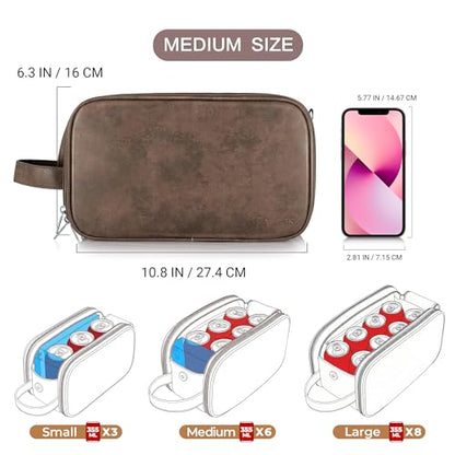 Elviros Toiletry Bag for Men PU Leather Dopp Kit (Medium, Chocolate) - color: Dark Coffee, size: Medium (Pack of 1)
