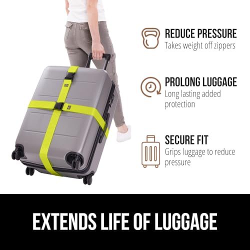 GORILLA GRIP Heavy Duty Luggage Straps for Suitcase, 2 Pack, Yellow - color: Yellow