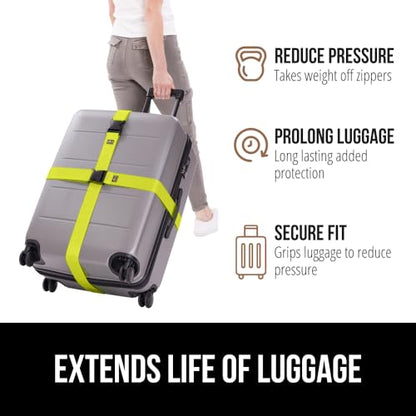 GORILLA GRIP Heavy Duty Luggage Straps for Suitcase, 2 Pack, Yellow - color: Yellow