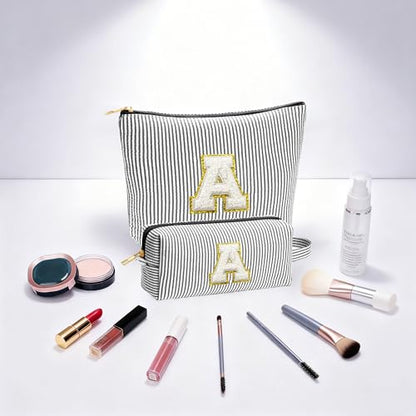 Travel Essentials - Portable Travel Toiletry Bag for Women, Initial Makeup Kit Organizer Make up Cosmetic Bag Set, Black C - color: Black, style: C