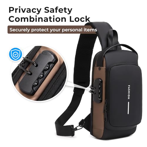 Rcrirth Sling Bag for Men | Anti-theft Crossbody Shoulder Chest Bag - color: Blackgold
