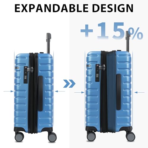 EMPSIGN Carry On Luggage with Spinner Wheels, 20-Inch, Light Blue - color: LIGHT BLUE