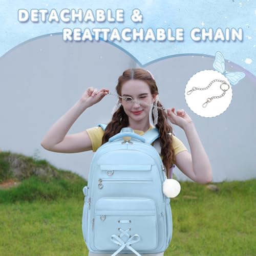 GeeWin Backpacks for Girls, Girls Backpack with Lunch Box & Pencil Case Set - color: Blue