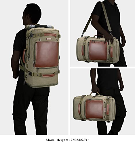WITZMAN Travel Backpack for Men Large Convertible Duffel Bag Fits 16 Inch - color: 22 Inch Army Green