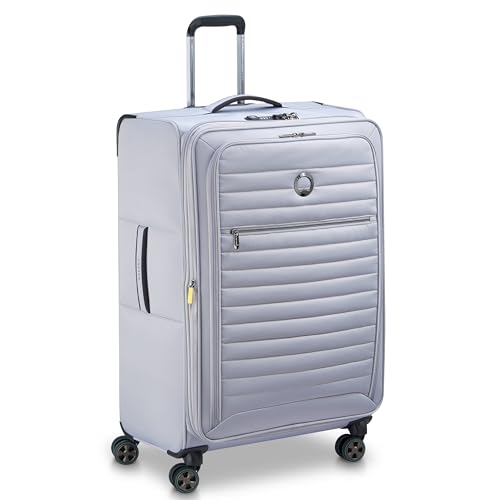 DELSEY PARIS Cruise 3.0, 28 Inch Checked Softside Luggage, Platinum | Expandable Suitcase, Softside, Lightweight Durable Polyester, Dual-Density Spinner Wheels, Overweight Indicator, TSA Lock - color: Platinum, size: Checked-Large 28 Inch