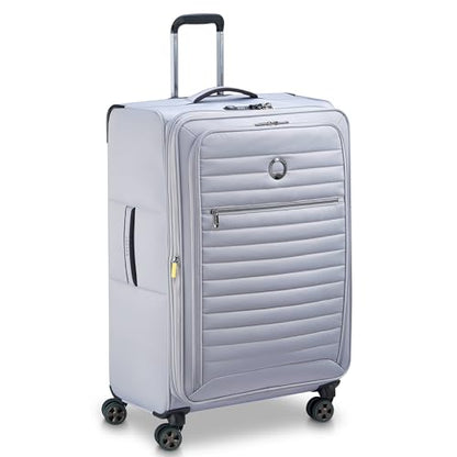 DELSEY PARIS Cruise 3.0, 28 Inch Checked Softside Luggage, Platinum | Expandable Suitcase, Softside, Lightweight Durable Polyester, Dual-Density Spinner Wheels, Overweight Indicator, TSA Lock - color: Platinum, size: Checked-Large 28 Inch