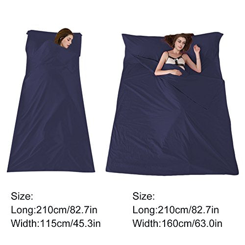 Lightweight Sleep Sack, Compact Sleeping Bag Liner Travel Sheets for Hotel - color: Dark Blue, size: 82.7 X 63 Inch