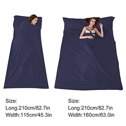 Lightweight Sleep Sack, Compact Sleeping Bag Liner Travel Sheets for Hotel - color: Dark Blue, size: 82.7 X 63 Inch