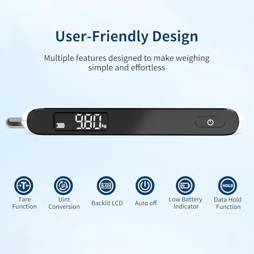 Ultrean Luggage Scale with Power Display, 110lb Digital Suitcase Weight Scale for Travel, Portable Handheld Baggage Scale with Ergonomic Curved Handle, Battery Included