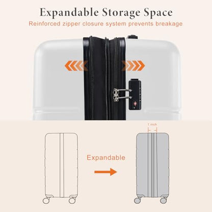 Sweetcrispy 28 Inch Checked Luggage, Suitcase with Spinner Wheels - color: White, size: 28 Inch