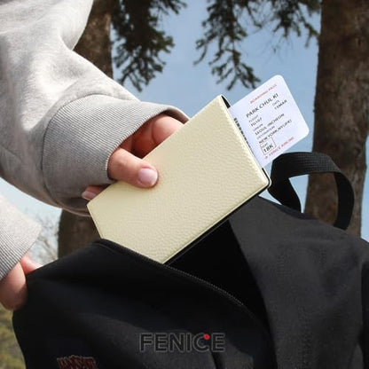 Fenice Classic Passport Cover Holder Wallet Case for Travel Essential RFID Blocking Vegan Leather Waterproof (RED) - color: RED