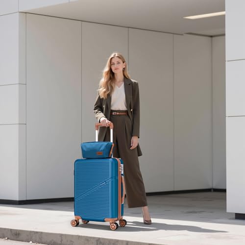 Cosbarn Carry On Luggage,3 Piece Carry On Suitcase,22x14x9 Airline Approved - color: Navy, style: Carry on Luggage With Duffel Bag