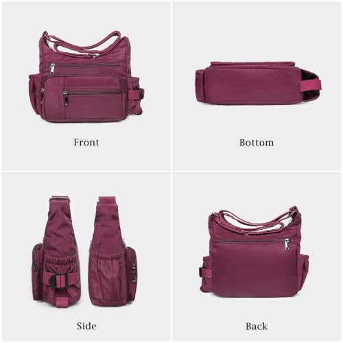 VOLGANIK ROCK RFID Anti Thief Crossbody Bag for Women Waterproof Shoulder Bag Messenger Bag Casual Nylon Purse Handbag - color: Red