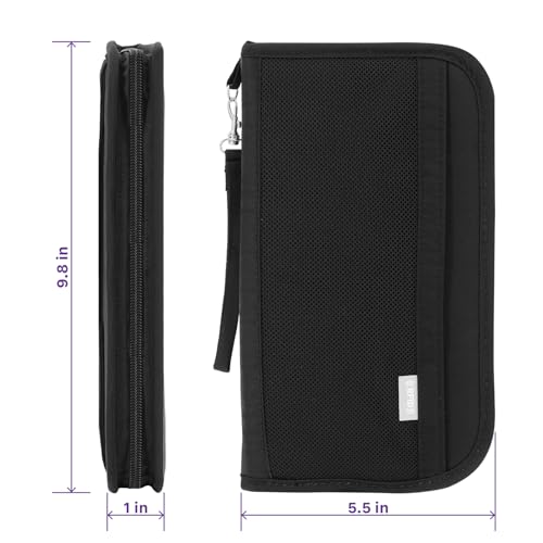Fosmon Family Passport Holder, RFID Block Travel Document Organizer, Black - color: Black