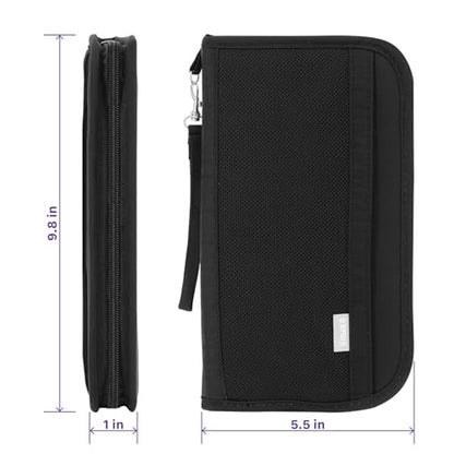 Fosmon Family Passport Holder, RFID Block Travel Document Organizer, Black - color: Black