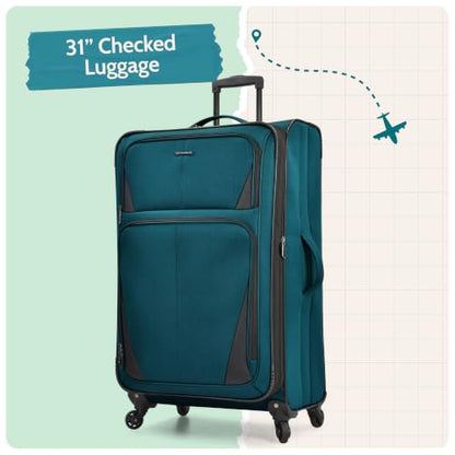 U.S. Traveler Aviron Bay Expandable Softside Luggage with Spinner Wheels, Teal, Large 31-Inch - color: Teal, size: Large 31-Inch