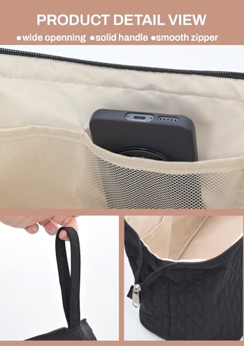 TeeYee Hair Tools Travel Bag for Dyson Airwrap Quilted Toiletry Bag - color: 002Black