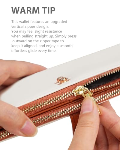 Women's Slim Wallet,Thin RFID Card Holder with Zipper Pocket - color: Beige＆Brown, size: Bifold