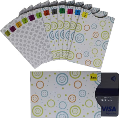 12 Pack RFID Blocking Sleeves Polka Dots Credit Card Sleeve Protector Identity Theft Protection Secure Card Holders Slim Design Fits Wallet/Purse (Mix) - color: Mix-12 Pcs