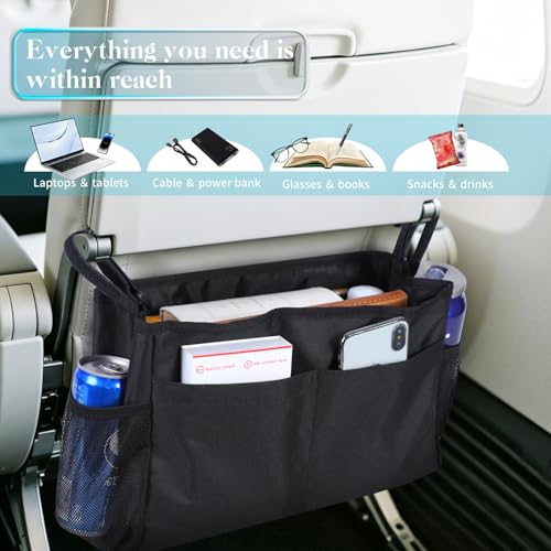 Airplane Seat Back Organizer, Airplane Tray Table Cover with Pockets,Black