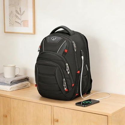 Swissdigital Design Travel Laptop Backpack for Men with TSA Friendly J14-BR - color: Black