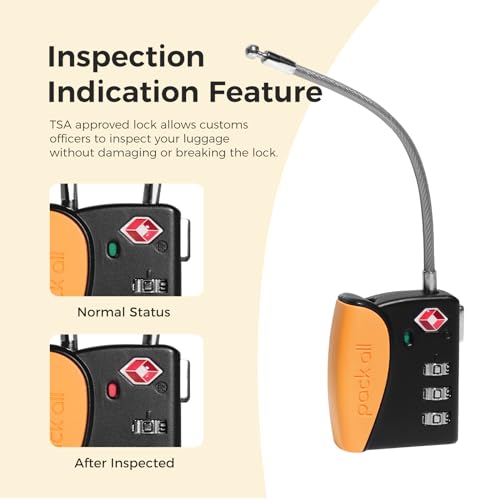 pack all TSA Approved Travel Luggage Locks, Resettable 3-Digit Code - color: Orange, size: 1 Pack