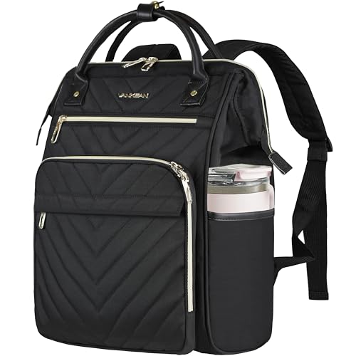 VANKEAN 15.6 Inch Laptop Backpack for Women Large Capacity - color: Quilted Black, size: 15.6 Inch