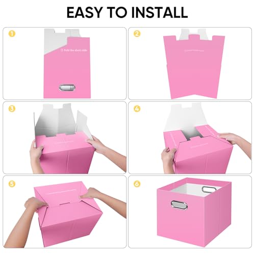 BALEINE 8PK File Organizer Box, Cardboard File Folder Organizer with Handle - color: Pink, style: 8PK
