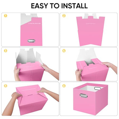 BALEINE 8PK File Organizer Box, Cardboard File Folder Organizer with Handle - color: Pink, style: 8PK