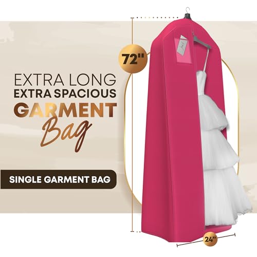 Your Bags Wedding Dress Garment Bag, 72", 20" Gusset, Fuchsia - color: Hot Pink