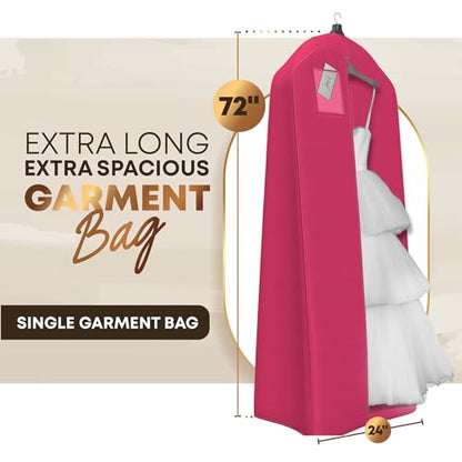Your Bags Wedding Dress Garment Bag, 72", 20" Gusset, Fuchsia - color: Hot Pink