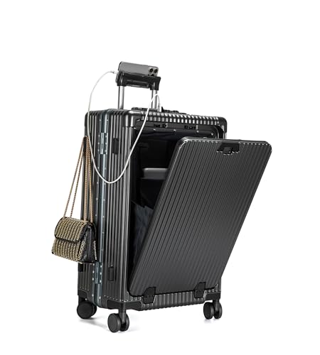 feilario PC Hardside Carry On Luggage, Aluminum Frame, TSA Lock, Cup Holder - color: A4-Grey (zipperless closure), size: 22.5"