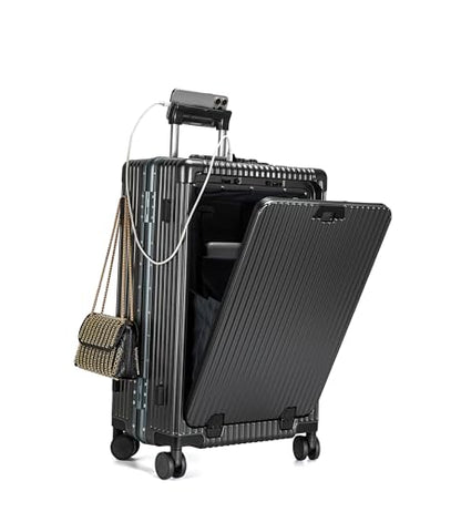 feilario PC Hardside Carry On Luggage, Aluminum Frame, TSA Lock, Cup Holder - color: A4-Grey (zipperless closure), size: 22.5"