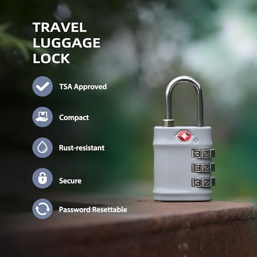 Luggage Locks TSA Approved 2 Pack, Combo Lock for Gym Locker, Small Combination Padlock, Padlock with Code for Travel Essentials, Suitcase, Zipper, Locker, Cabinet, Gun Case, Tool Box - color: Black+Gray, style: Steel Shackle