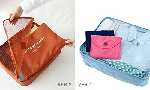 Mossio 7 Set Packing Cubes with Shoe Bag - Compression Travel Luggage Organizer - color: Dark Blue