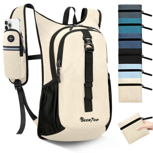 Seektop 15L Small Hiking Backpack for Women Men, Lightweight Hiking Daypack - color: Beige, size: 15L