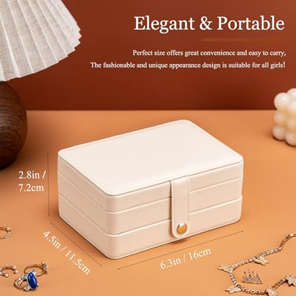 Travel Jewelry Case, 2-Layer Large Jewelry Organizer Box, Pink, PU Leather - color: Pink-P, size: Large-2 Layer