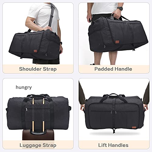 80L EXTRA LARGE Foldable Waterproof Travel Duffle Bag for Men and Women - color: Black, size: 80L