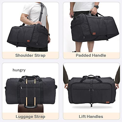 80L EXTRA LARGE Foldable Waterproof Travel Duffle Bag for Men and Women - color: Black, size: 80L