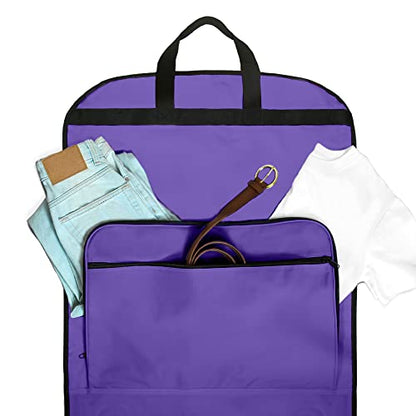 Dalix 60" Foldable Garment Bag Suits Cover Dresses w Front Pocket - color: Purple