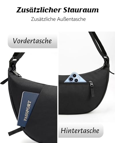 Crossbody Bag for Women Anti-theft Crescent Shoulder Bag Purse Hobo Bag | Anti-theft,Waterproof,Hidden pocket,2 main compartments - color: A-black New