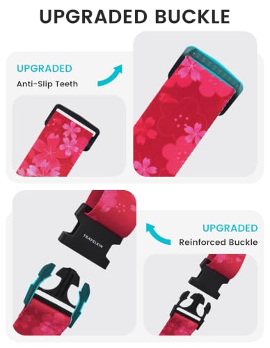 Travelkin Luggage Straps TSA Approved, Suitcase Straps with TSA Lock - color: Sakura
